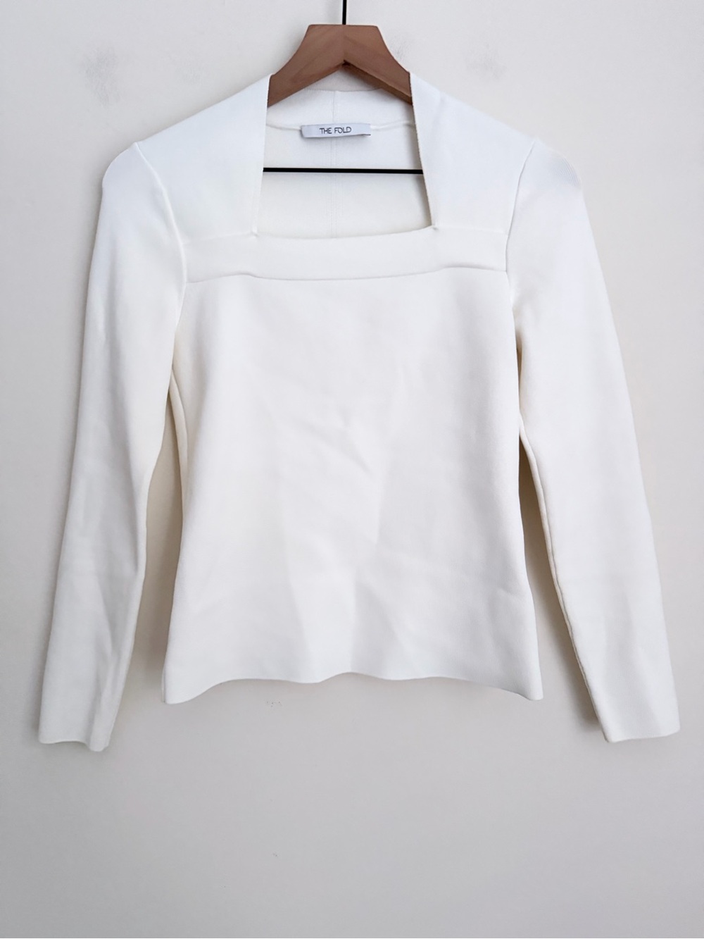 The Fold London Carlisle Knitted Square Neck Top white Small